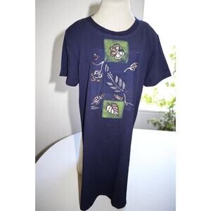 Vintage Studio Genuine Floral Graphic T-Shirt Dress Navy Blue – Made in USA